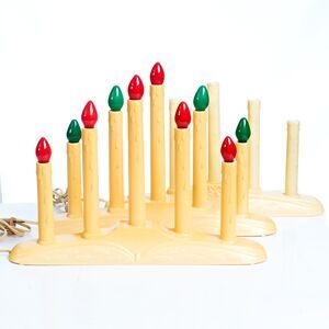 3 Classic Vintage Lighted Five Dripping Candles Candelabra Christmas